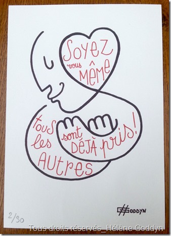 Soyez vous même tous les autres sont déjà pris_Dessin en un trait_dessin d'un trait_dessin fil_dessin contemporain_dessin proverbe_dessin adage_estampe_estampe numérique_dessin tatouage_hélène goddyn_wonderful art_www.wonderful-art.fr