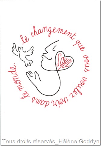 Soyez le changement que vous voulez voir dans le monde_Dessin en un trait_dessin d'un trait_dessin fil_dessin contemporain_dessin proverbe_dessin adage_estampe_estampe numérique_dessin tatouage_hélène goddyn_Soyez-le-changement_wonderful art_www.wonderful-art.fr