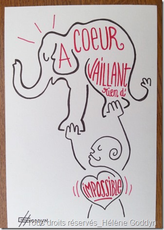 A coeur vaillant rien d'impossible_Dessin en un trait_dessin d'un trait_dessin fil_dessin contemporain_dessin proverbe_dessin adage_estampe_estampe numérique_dessin tatouage_hélène goddyn_wonderful art_www.wonderful-art.fr
