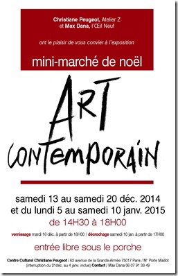 Mini marché de l'art contemporain organisé par l'association l'Oeil neuf_Espace Christiane Peugeot_Hélène Goddyn_du 13 au 20 décembre 2014 et du 5 au 10 janvier 2015