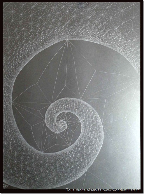 Fibonacci-spiral-#2-série-DELTA-Emmanuelle-Prudhomme-dessin-contemporain--spirale-de-Fibonacci-fractales-triangle-dessin-géométrique