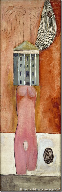 Femme-maison, 1946-1947 Huile et encre sur toile de lin, 91,50 x 35,50 cm